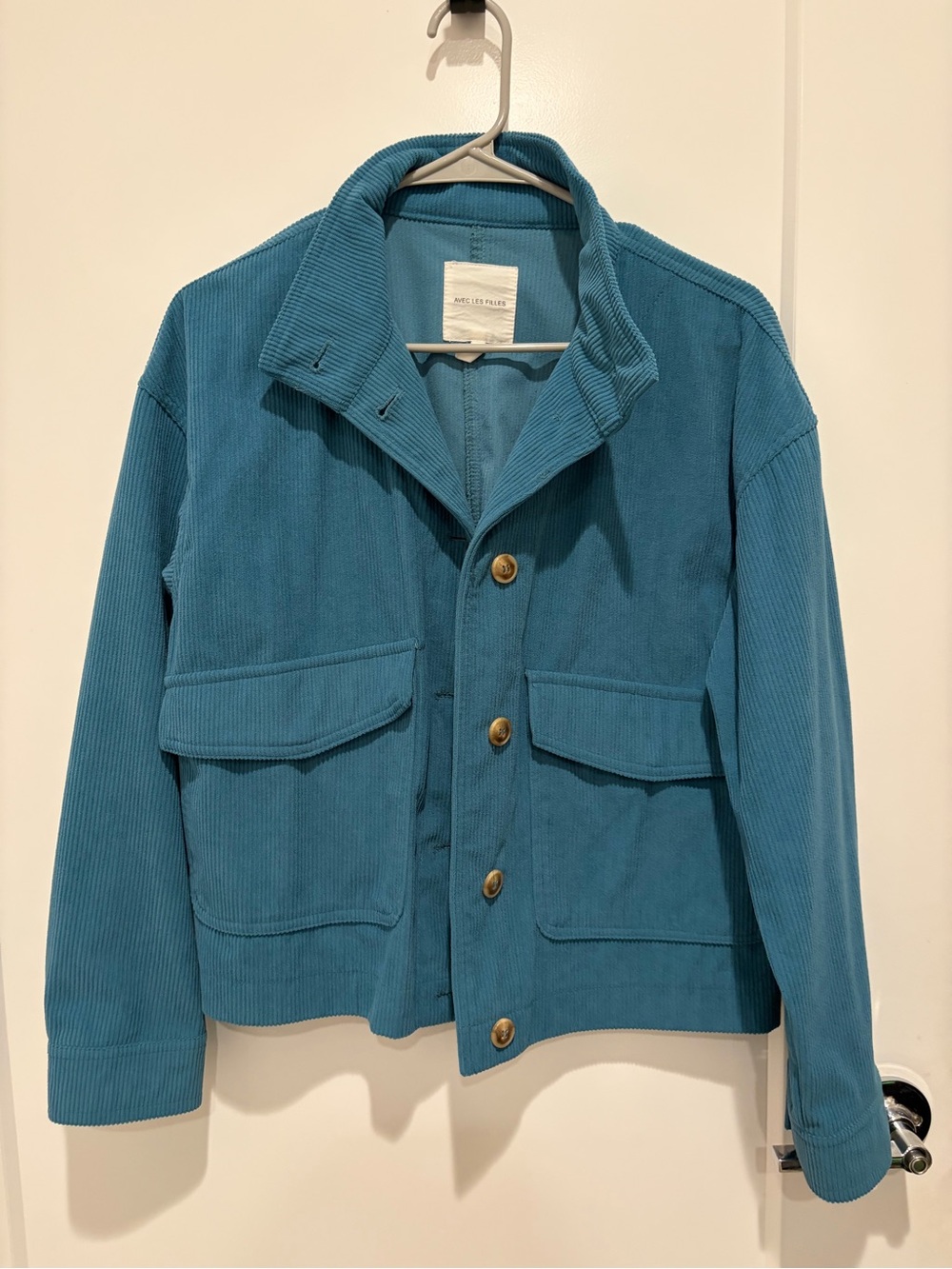 AVEC LES FILLES Teal Corduroy Button-Front Jacket
